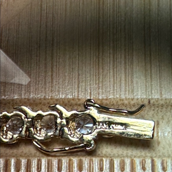 S Tennis CZ Gold over 925 Sterling Silver Bracelet - Picture 6 of 17